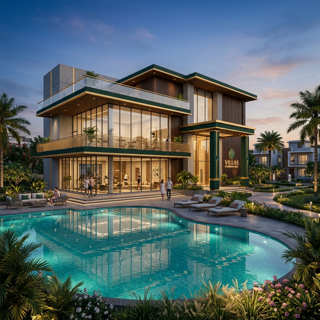 Grand clubhouse at Godrej Plots Coimbatore gated community with swimming pool